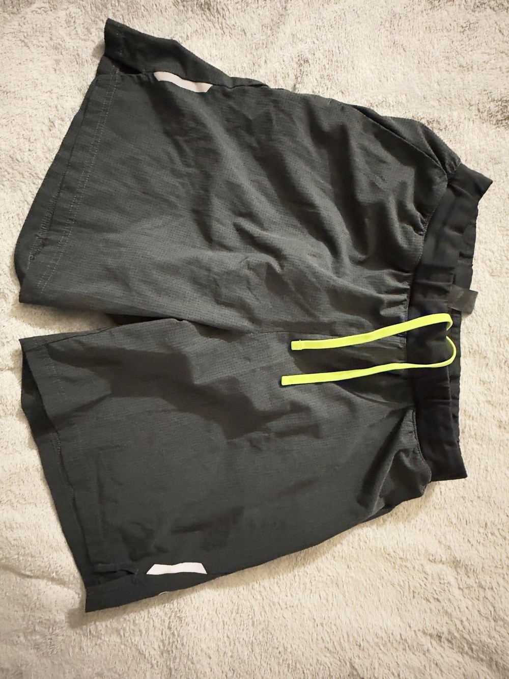 Men's Champion Athletic Shorts with Neon Drawstring - Dark Gray